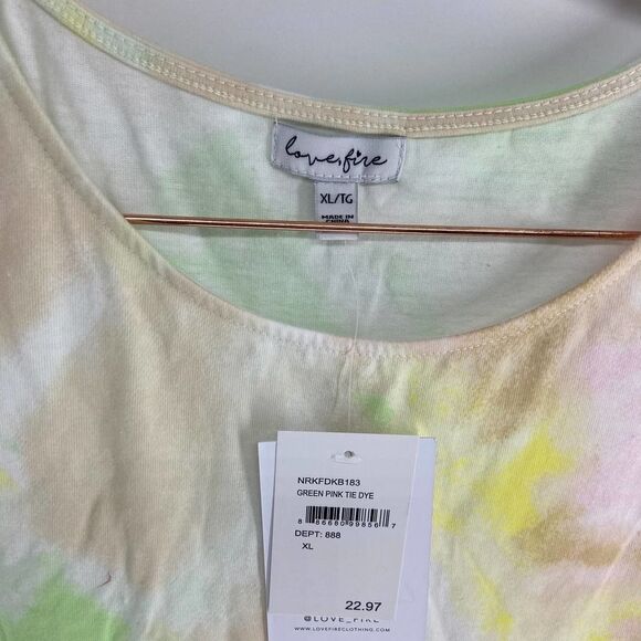 Love, Fire Womens XL NWT pastel tiedye pink white sleeveless babydoll tunic top - Picture 2 of 5
